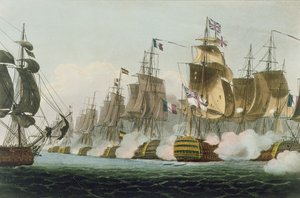 La battaglia di Trafalgar, 21 ottobre 1805, inciso da Thomas Sutherland per 